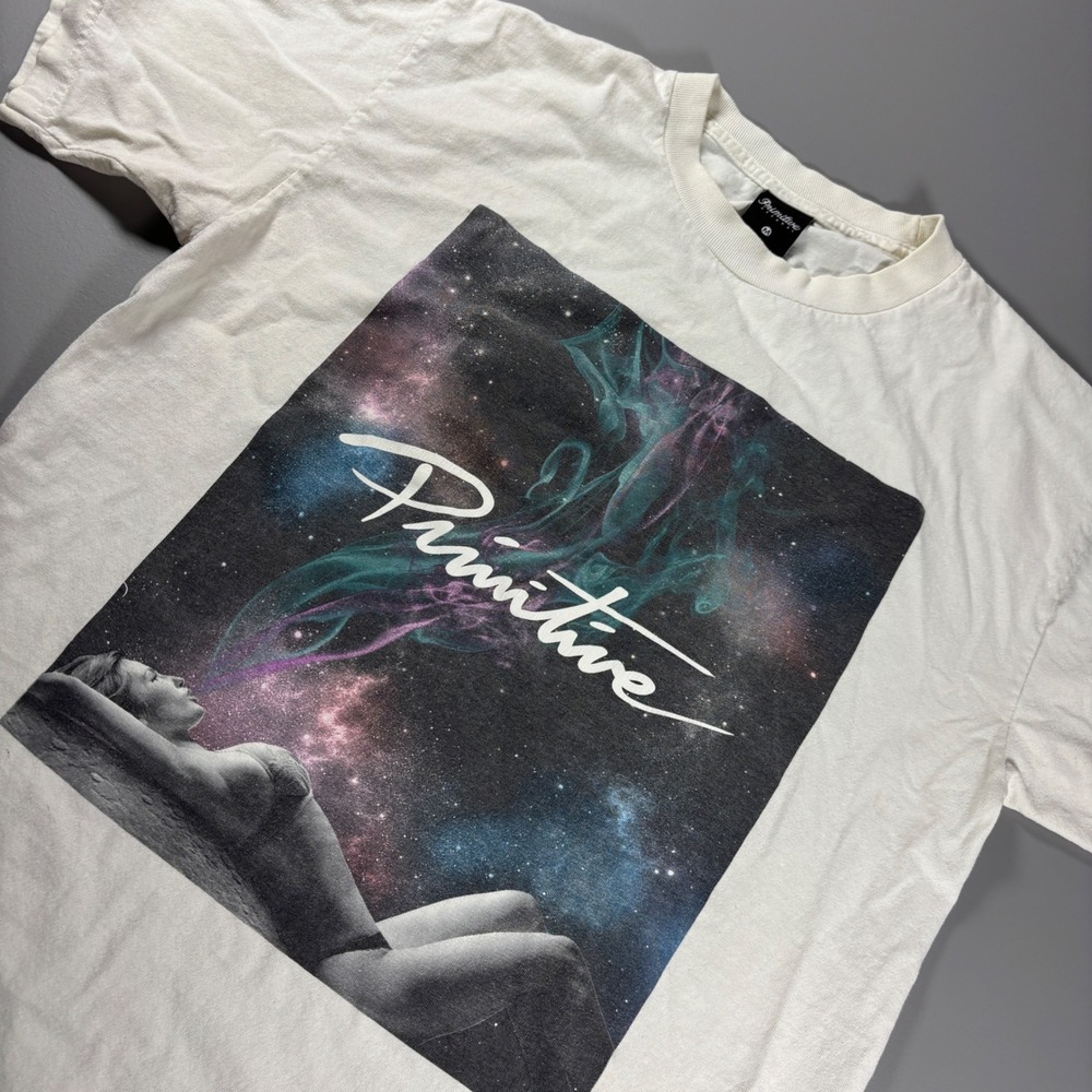 Primitive Apparel Galaxy Woman Graphic T Shirt Tee White‎ Size M